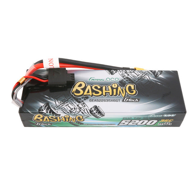 Gens ace Bashing Series 5200mAh 7.4V 2S1P 35C car Lipo Battery Pack Hardcase 24# with XT60 Plug