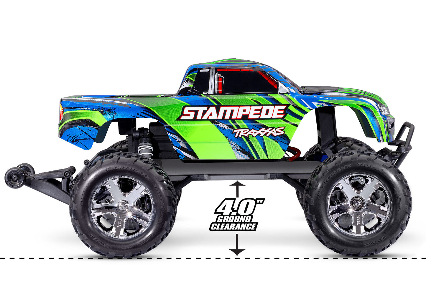 36254-8 Stampede: 1/10 Scale Monster Truck 2WD HD w/USB-C Green