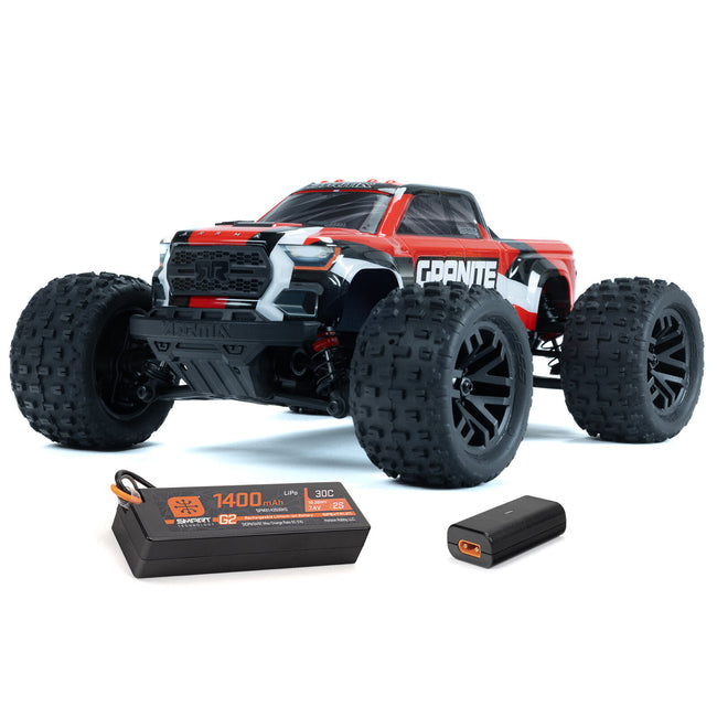 1/18 GRANITE GROM MEGA 380 Brushed 4X4 Monster Truck RTR with Battery & Charger, Red