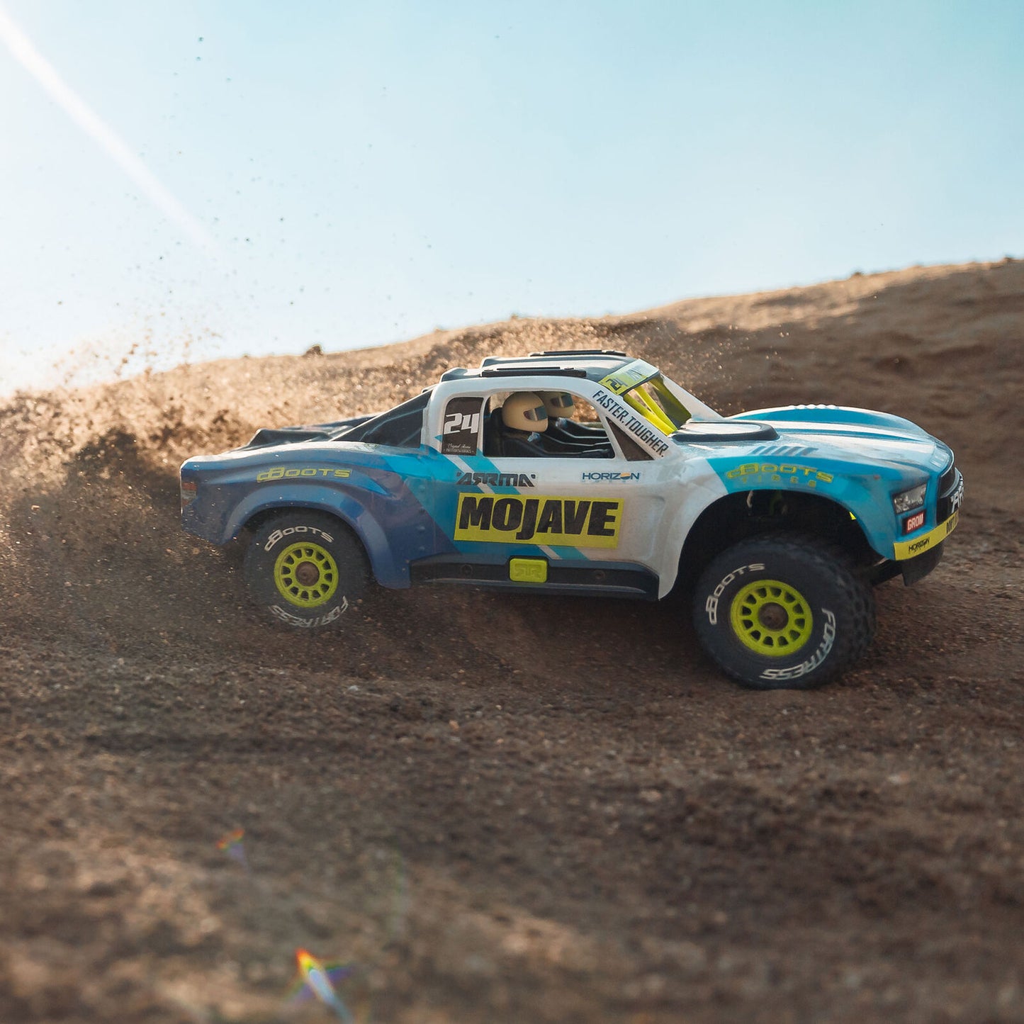 MOJAVE GROM MEGA 380 Brushed 4X4 Small Scale Desert Truck RTR with Battery & Charger, Blue/White