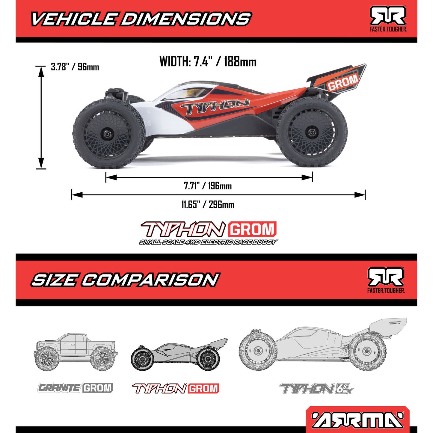 TYPHON GROM 4x4 SMART Small Scale Buggy Red/White