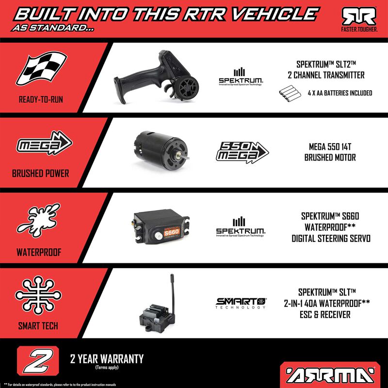 ARRMA 1/10 VORTEKS 2wd STADIUM TRUCK RTR WITH SMART BATTERY & CHARGER, ORANGE