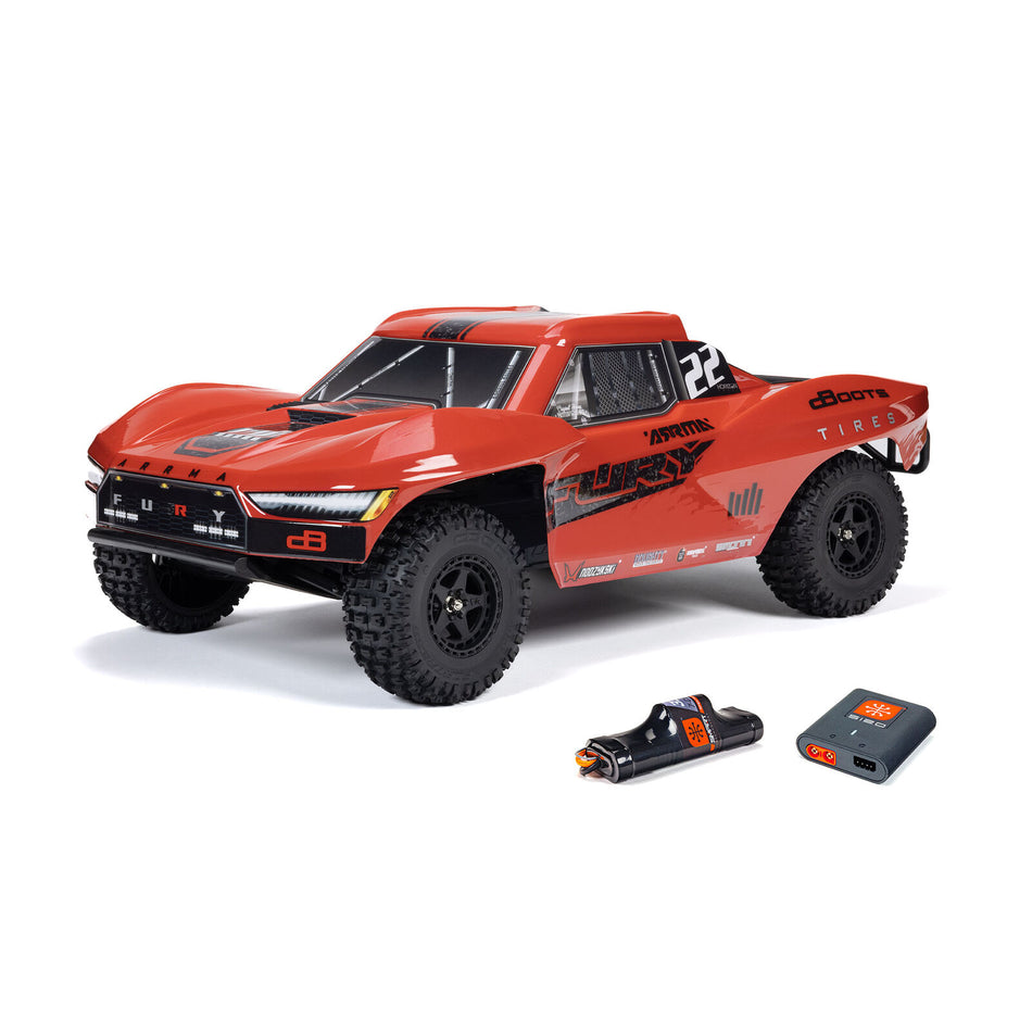 ARRMA 11/10 FURY MEGA 550 2WD Short Course Truck RTR with Battery & Charger, Red