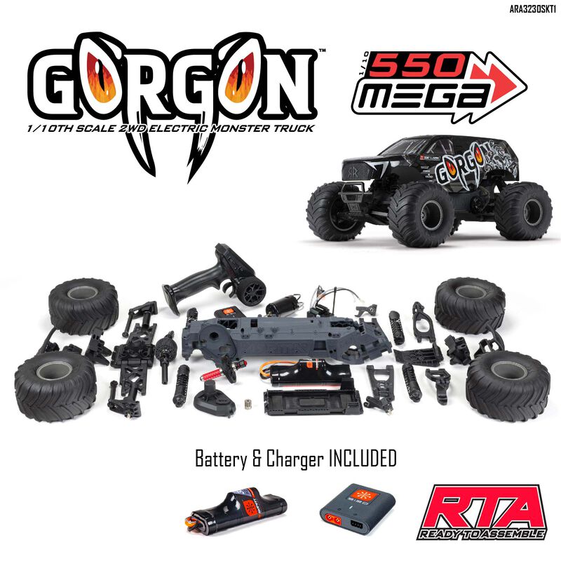 AARMA GORGON 2wd MT 1/10 Ready to Assembly KIT SMART USB charger & Battery Gunmetal