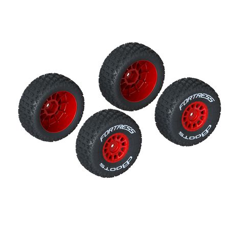 dBoots 'FORTRESS' Tire Set Glued (Red) (2 Pairs)