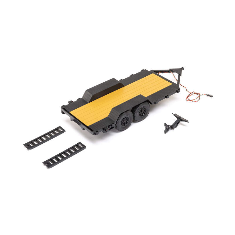 SCX24  1/24th Scale Flat Bed Vehicle Trailer with LED Taillights