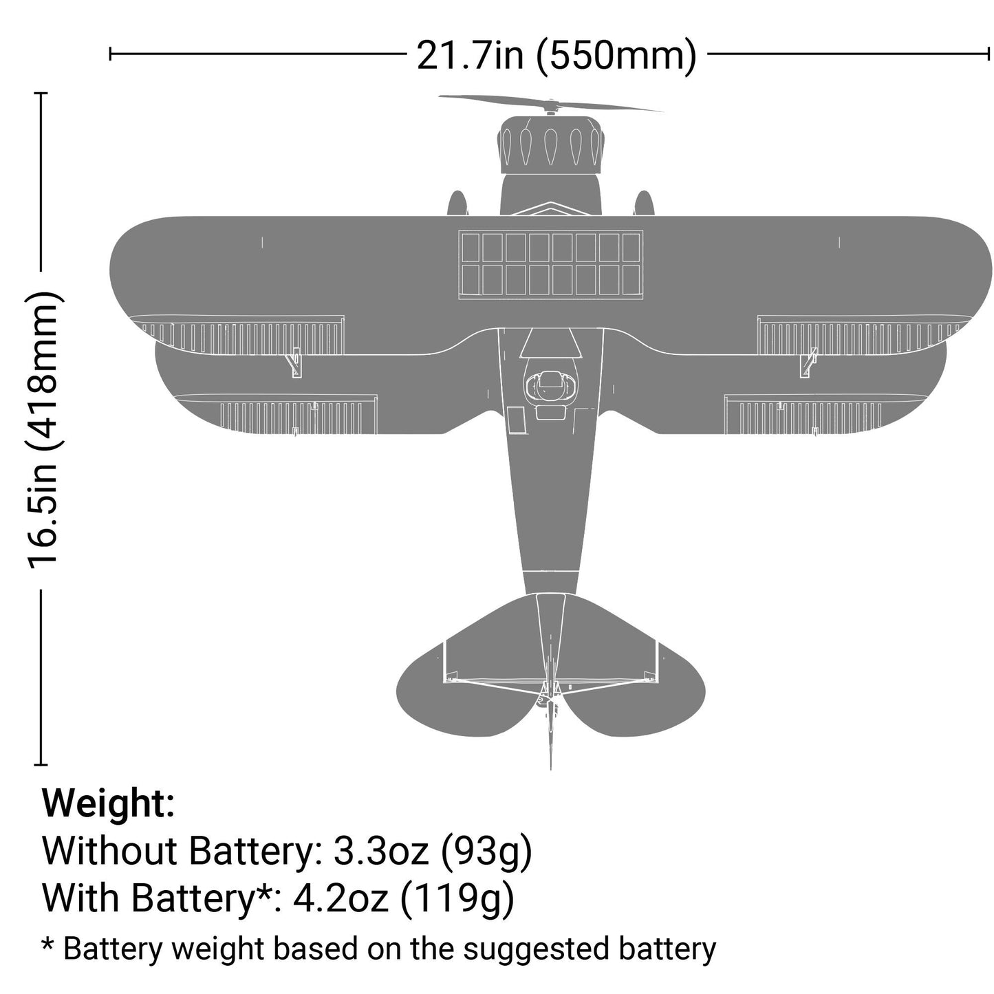 E-Flite UMX WACO, Yellow BNF Basic with AS3X & SAFE