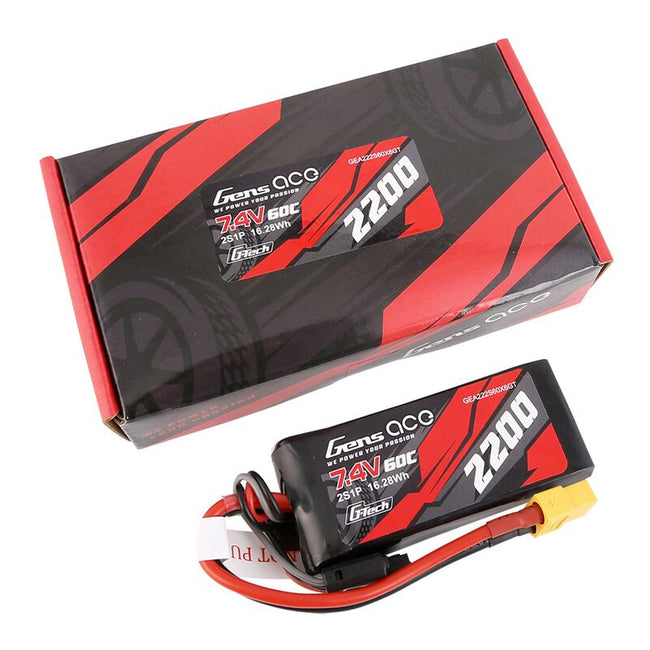 G-tech 60C 2S1P 7.4 v 2200mah Lipo, XT60 Plug