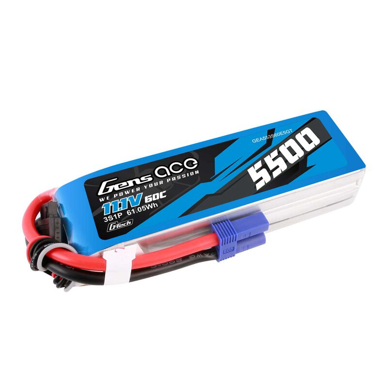 Gens Ace 11.1V 5500mAh 3S 60C G-Tech Smart Lipo:EC5