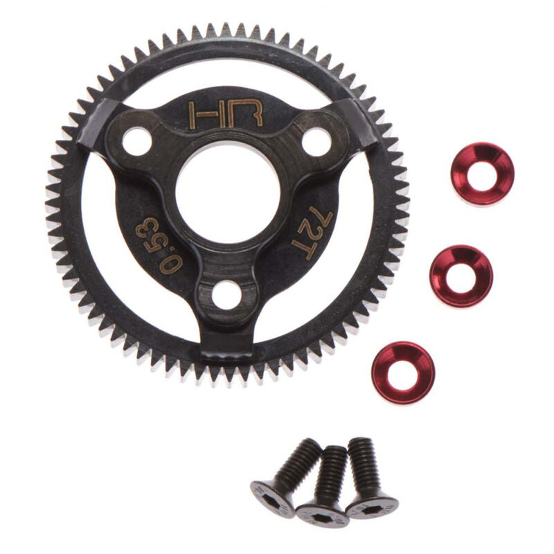 Hot Racing Hardened Steel 72T Spur Gear, 48 Pitch: Traxxas Bandit, Slash, Rustler, Stampede