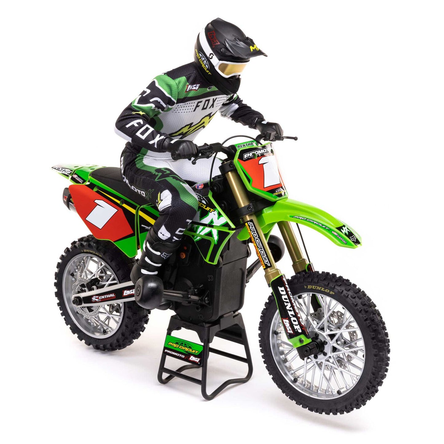 Losi 1/4 Promoto-MX Motorcycle RTR with Battery and Charger, Pro Circuit Green