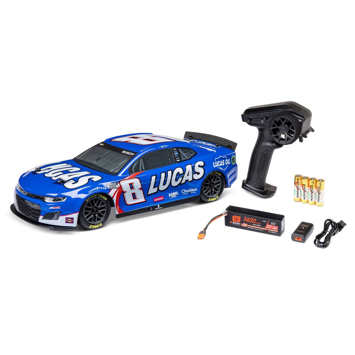 Losi 1/12 NASCAR AWD RC Racecar, Kyle Busch No. 8 Lucas Oil 2024 Chevrolet ZL1 Camaro