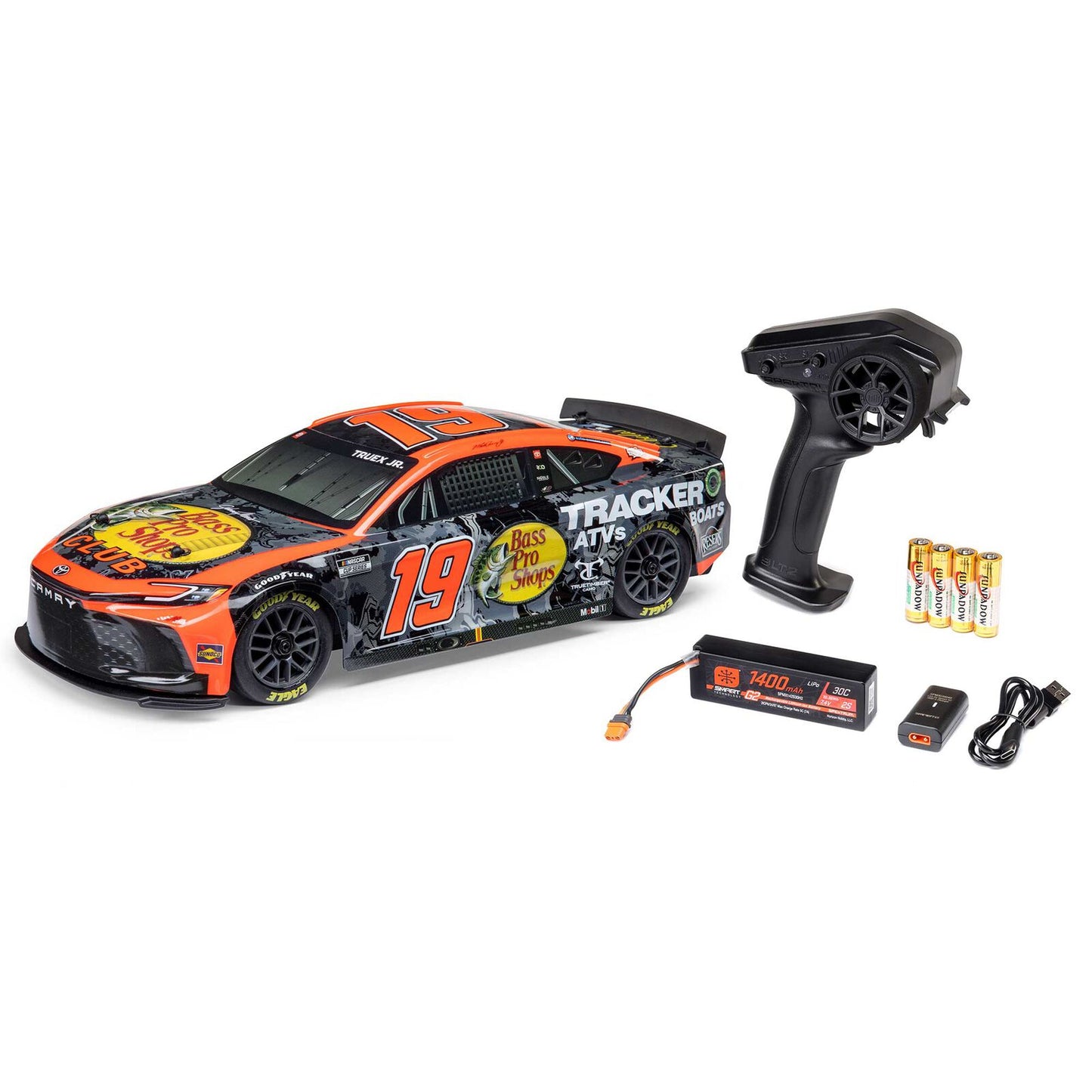 Losi 1/12 NASCAR AWD RC Racecar, Martin Truex Jr. No. 19 Bass Pro 2024 Toyota Camry