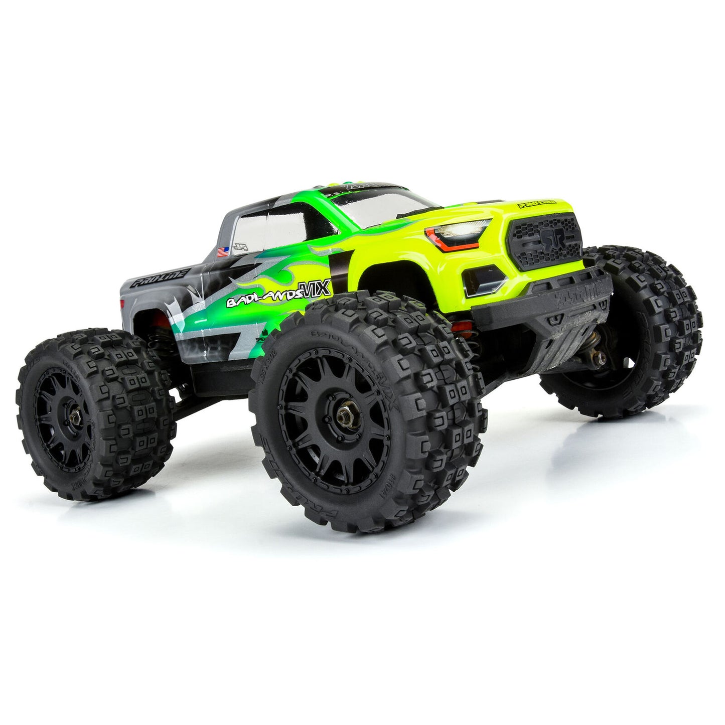 Pro-Line Badlands MX 1.85" All-Terrain Truck Tires (4) Mounted on Raid Black 12mm Hex Wheels for Granite GROM 4x4 Front or Rear