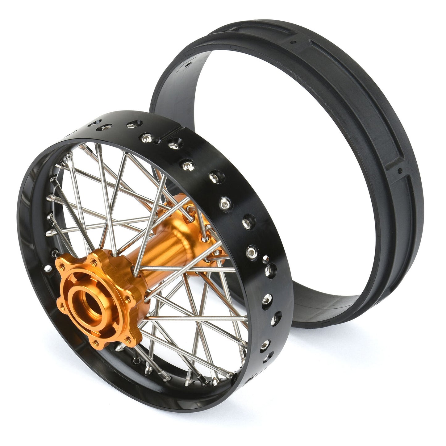 Losi 1/4 Pro-Spec Aluminum V2 Bead Rear Wheel, Assembled, Black/Gold: Promoto-MX