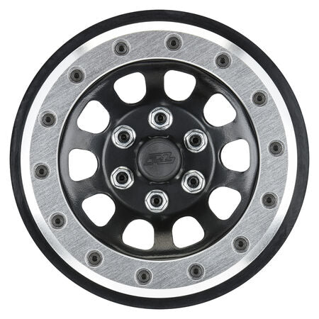 Steelies Silver/Black 2.9" Stamped Steel Dual Offset (+2/+10) Wheels for Axial SCX6