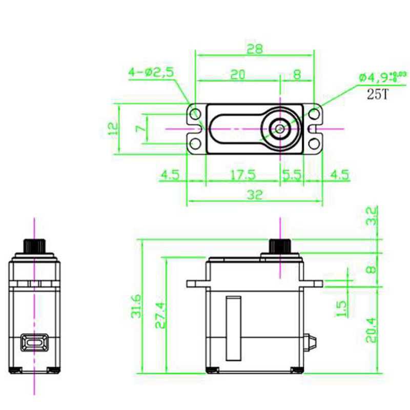 REEFS RC  99 Micro Digital Metal Gear Waterproof Servo, Brass Edition