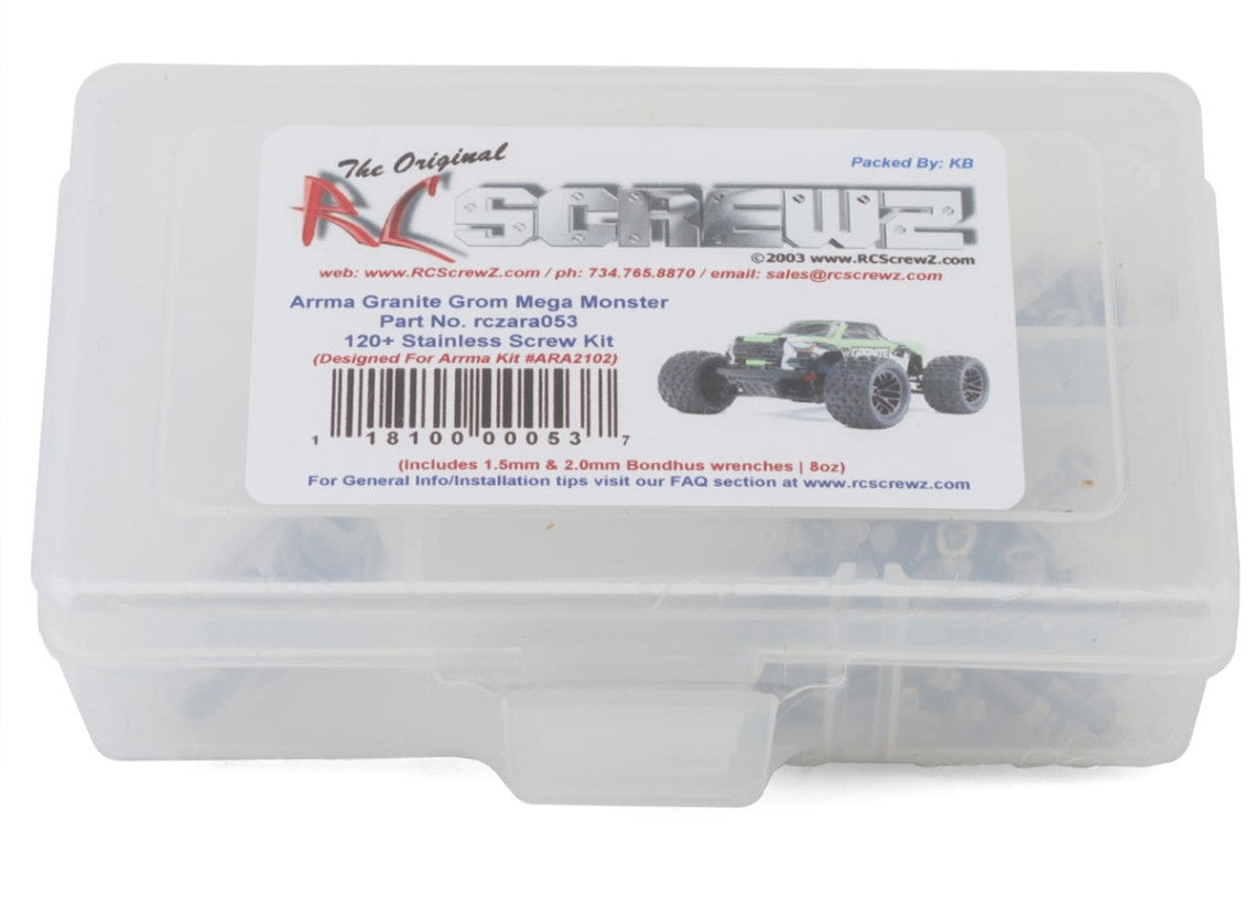 RC Screwz Arrma Granite Grom Mega 1/18 RTR Monster Stainless Steel Screw Kit