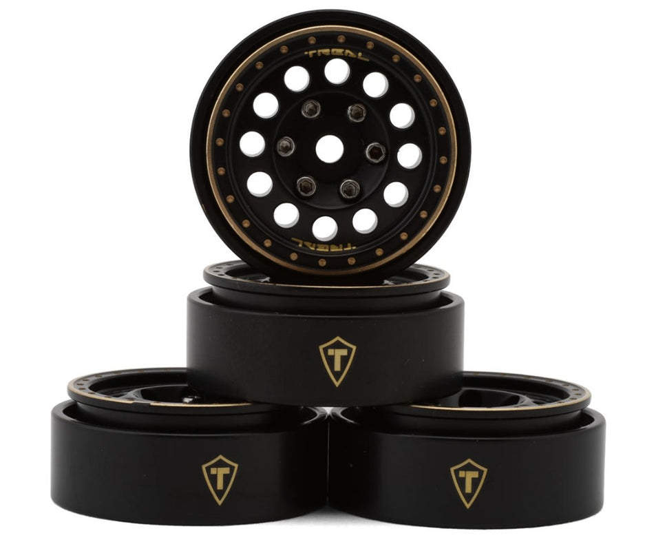 Treal Hobby Type A 1.0" 12-Hole Brass Beadlock Wheels (Black) (4) (40g)