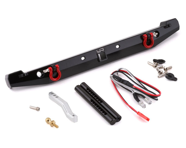 Yeah Racing TRX-4/SCX10 II Aluminum Rear Bumper w/LEDs & Tow Hook (Black)