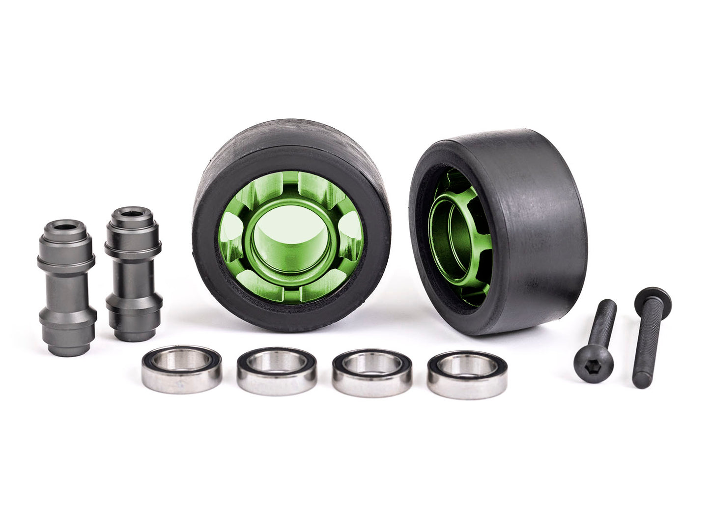 7775G Wheels, wheelie bar Green Aluminum