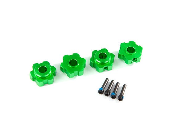 8956G Wheel hubs, hex, aluminum (green-anodized)