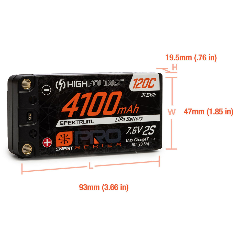 SPMX412S120HT 4100mAh 2S 7.6V Smart Pro Race HV LiPo 120C: 5mm