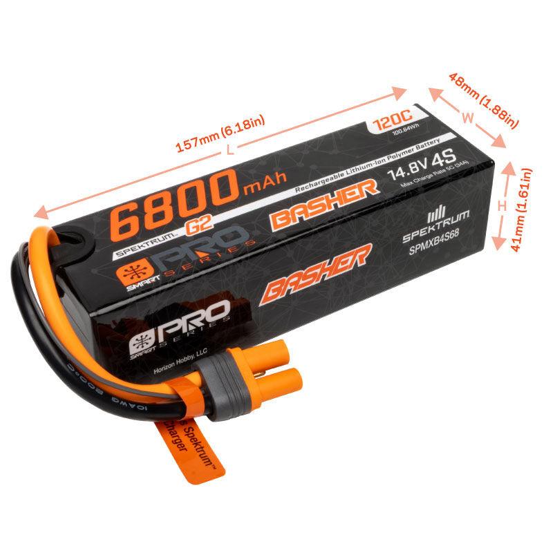 6800mAh 4S 14.8V Smart Pro Basher LiPo 120C; IC5