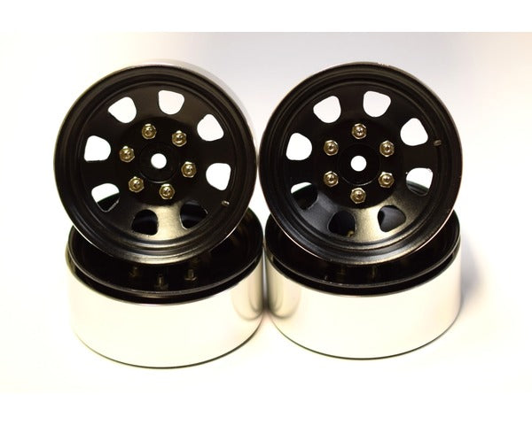 Hot Racing Black Steel 1.9 Beadlock 6-Lug Wagon Wheels 12mm(4)