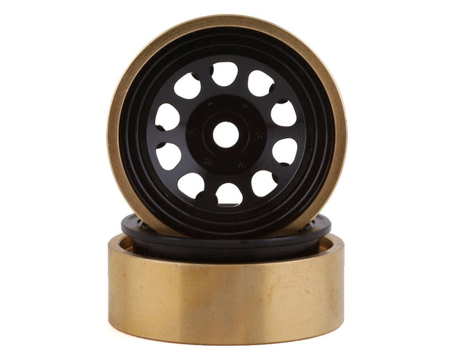 SSD RC SCX24 1.0” Aluminum/Brass D Hole Beadlock Wheels (Black) (2)